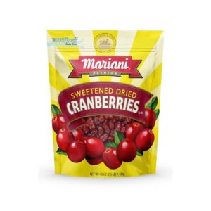 Arándanos Secos Mariani en bolsa de 1.13 kg, jugosos y equilibrados en dulzura y acidez. Perfectos para snacks, recetas y repostería.